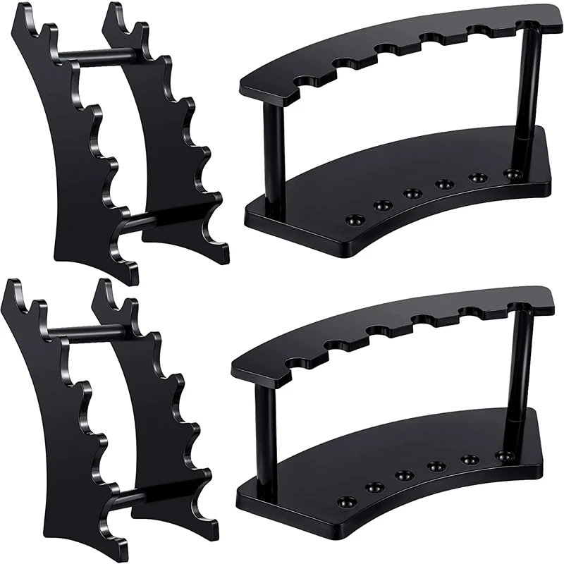 

4Pcs 6-Slot Plastic Pen Holder Stand Vertical and Horizontal Pen Display Stand Rack for School Office Home Store (Black)