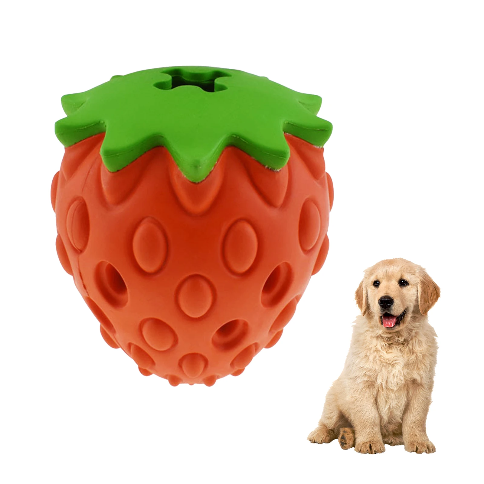

Bite Resistant Treat Dispenser Puppy Dog Toy Pet Supplies Playing Slow Feeder Interactive Ball Cat Training Strawberry