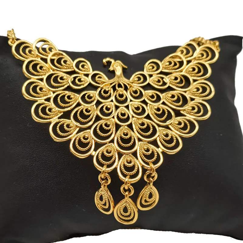 

Imitation Gold Wedding Jewelry Phoenix Set Chain Necklace Copper Gold Plated Wedding Bridal Jewelry Collar De Cadena Con Fénix