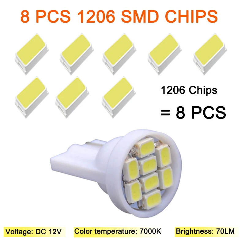 4x Car T10 W5W LED Bulb Interior Instrunment Light 12V Auto Dome Reading License Plate Trunk Luggage Lamp 5W5 Super Bright White |