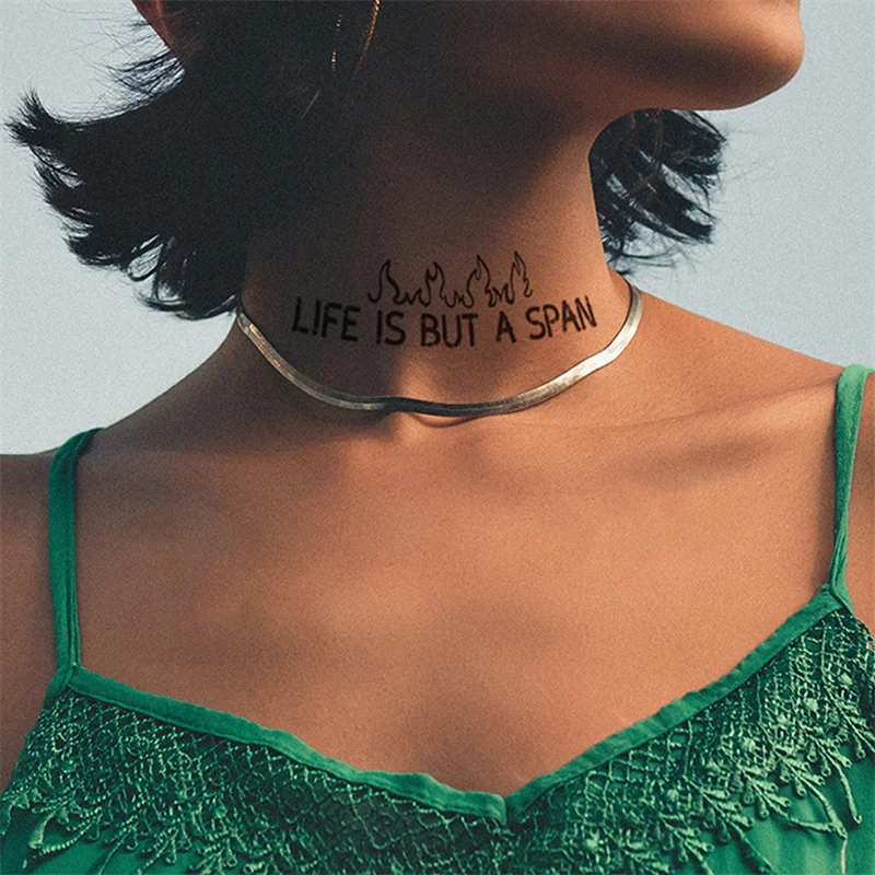 Водостойкая временная татуировка-наклейка черные английские буквы Дейзи крылья