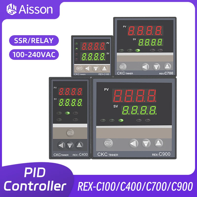 REX-C100 PID Temperature Controller Digital Display Thermostat SSR Relay Output REX C400 C700 C900 110V-220VAC K E J PT100 CU50