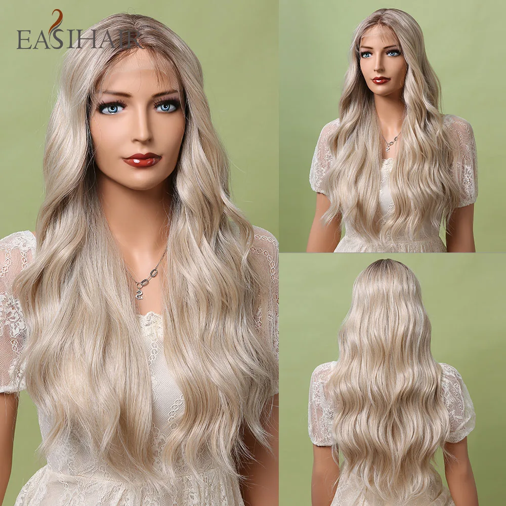 

Long Wavy Synthetic Lace Front Wigs for Women Blonde Ombre Natural Hair Wig High Density Lace Frontal Wig Heat Resistant
