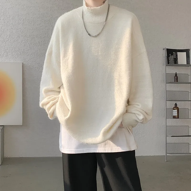 Новая модная мужская вязаная водолазка высокого качества пуловеры с длинными