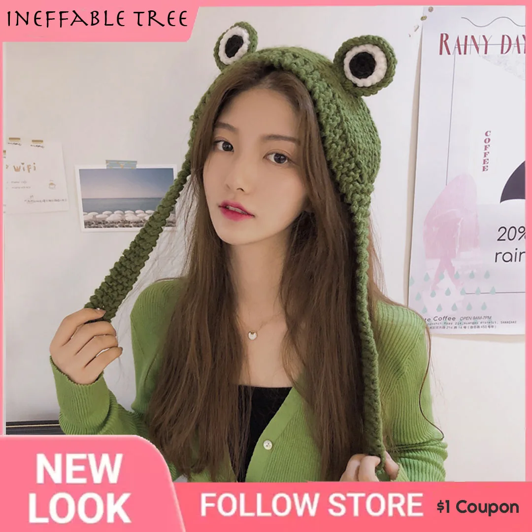 

Parent-child Winter Skullies Women Frog Crochet Knitted Costume Beanie Hats Women Gift Baby Anime Gorro Photography Prop Party