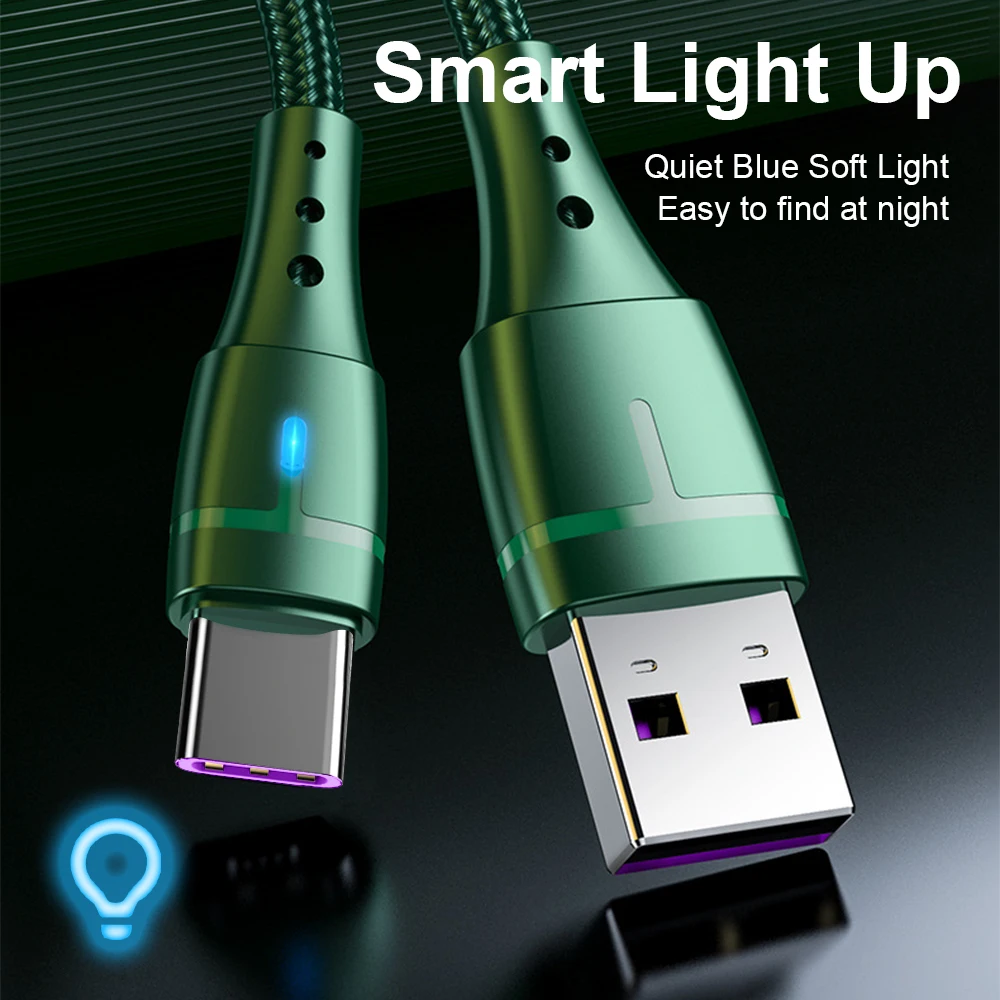 Olaf 3A USB Type C быстрозарядный кабель с LED-подсветкой для Huawei Mate 40 50 Xiaomi 11 12 Pro Micro Cables Andriod Phone.