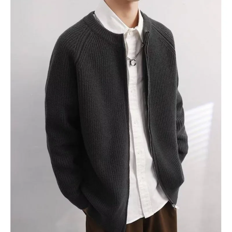 2024 осенне-зимний новый кардиган с круглым вырезом однотонный повседневный