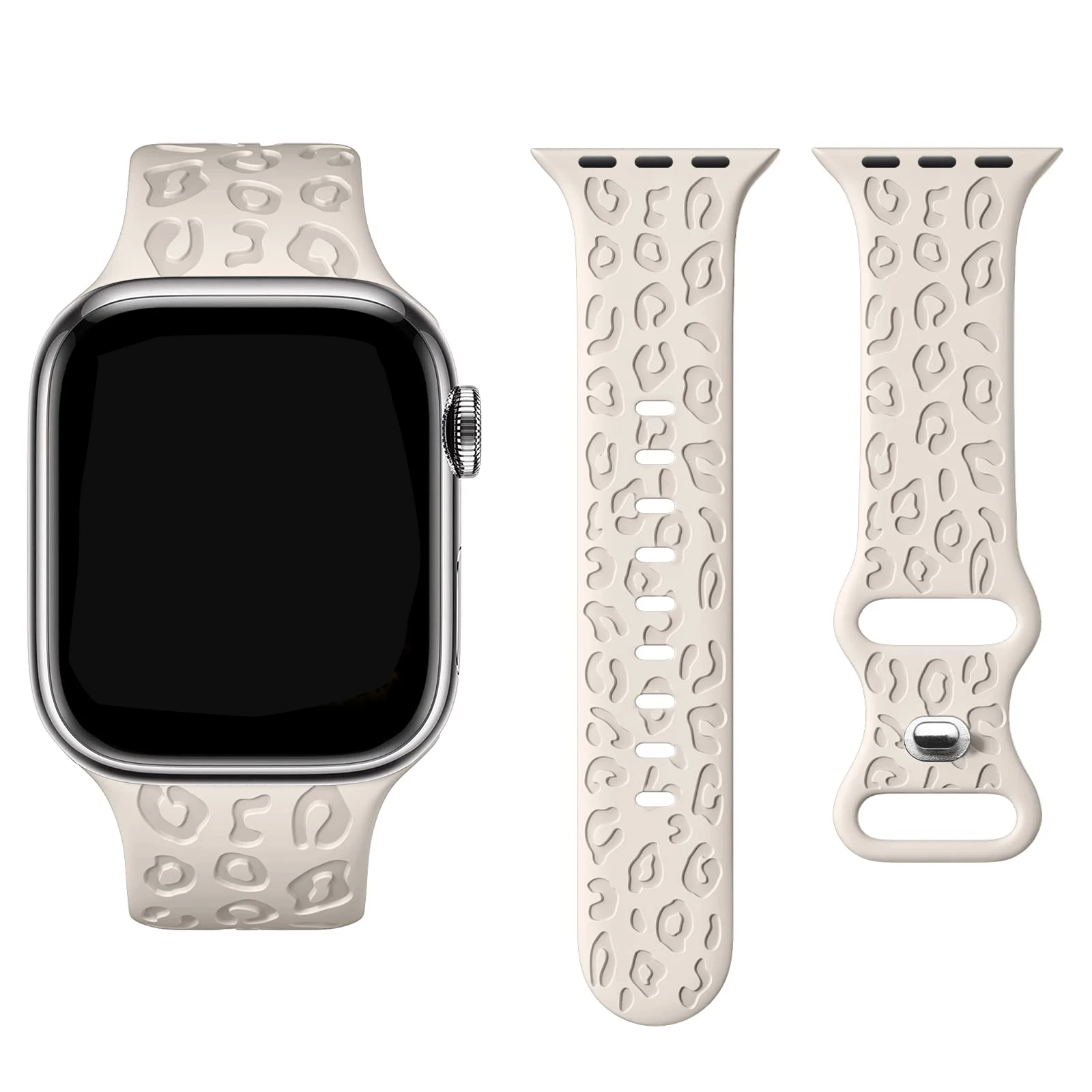 Engraved Strap For Apple Watch Band 44mm 40mm 45mm 49mm 41mm 38mm 42mm Leopard silicone bracelet iwatch series 7 se 3 6 8 ultra