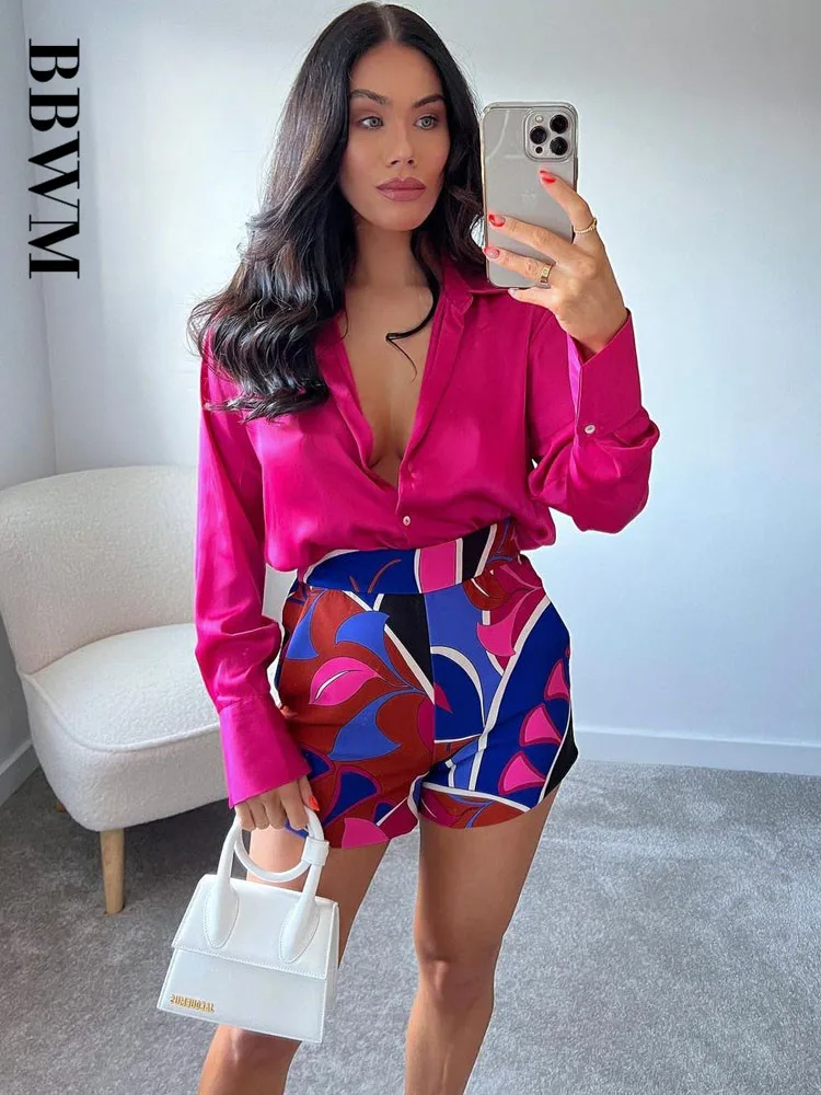 Женская модная однотонная атласная рубашка свободного покроя винтажная