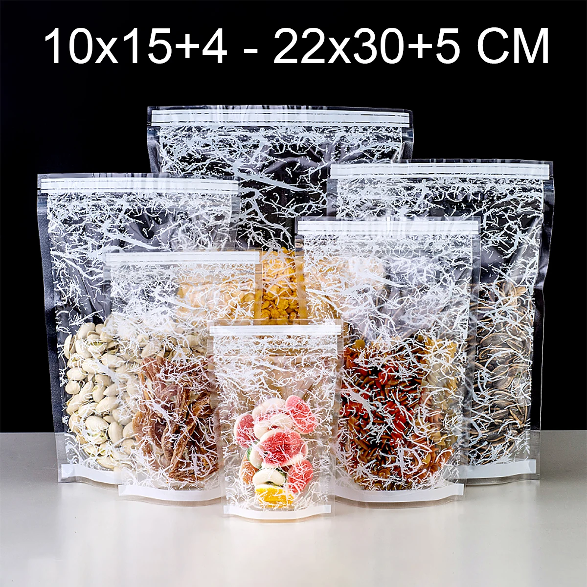 

100 шт., прозрачные пакеты с застежкой-молнией, 10x15 + 4-22x30 + 5 см