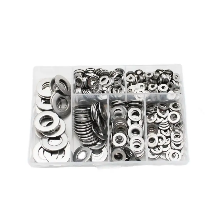 

660 Pieces Of 304 Stainless Steel Washers Flat Assortment Set Kit 6 Sizes