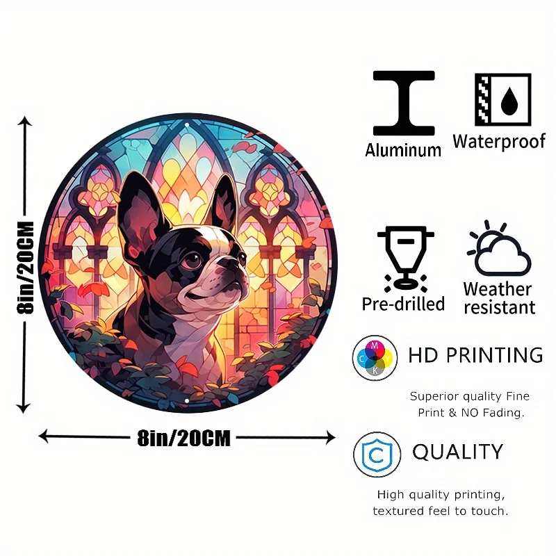 Декоративный Алюминиевый металлический знак для собак Бостон-терьер в витражном