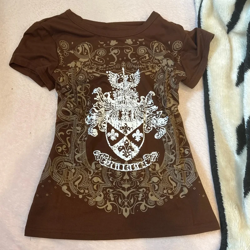 Футболка женская с графическим принтом винтажный Тонкий ретро Топ коротким