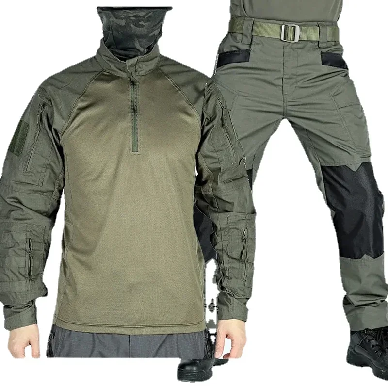

Tactical Hunting Suit Outdoors Training Durable Breathable Camo Set Waterproof Quick Drying Military Combat Two Piece Set