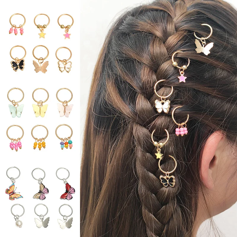 

6pcs/Set Butterfly DIY Pendant Hair Accessories Hair Clip for Women Street Braid Trend Headdress Girls Hairpins Hair Accessories