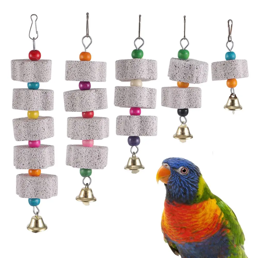 

Stone Mineral Chew Toy for Ornament Parrot Pet Supplies Bird Cage Toy Grinding Stone Flower Shape Chew Bite Hang Parakeet Toys