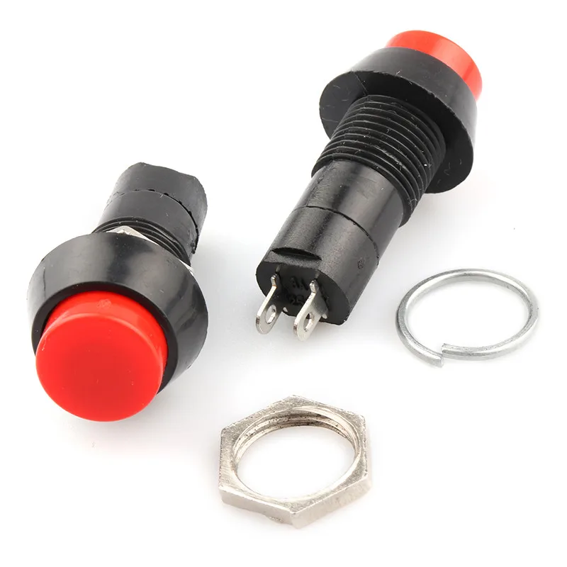 1/6 шт., кратковременный/блокировочный, флуоресцентный/B,2 контакта, мини круглый кнопочный переключатель, электрическое оборудование, 12 мм Панельное отверстие, 3A 250VAC/1A 125VAC