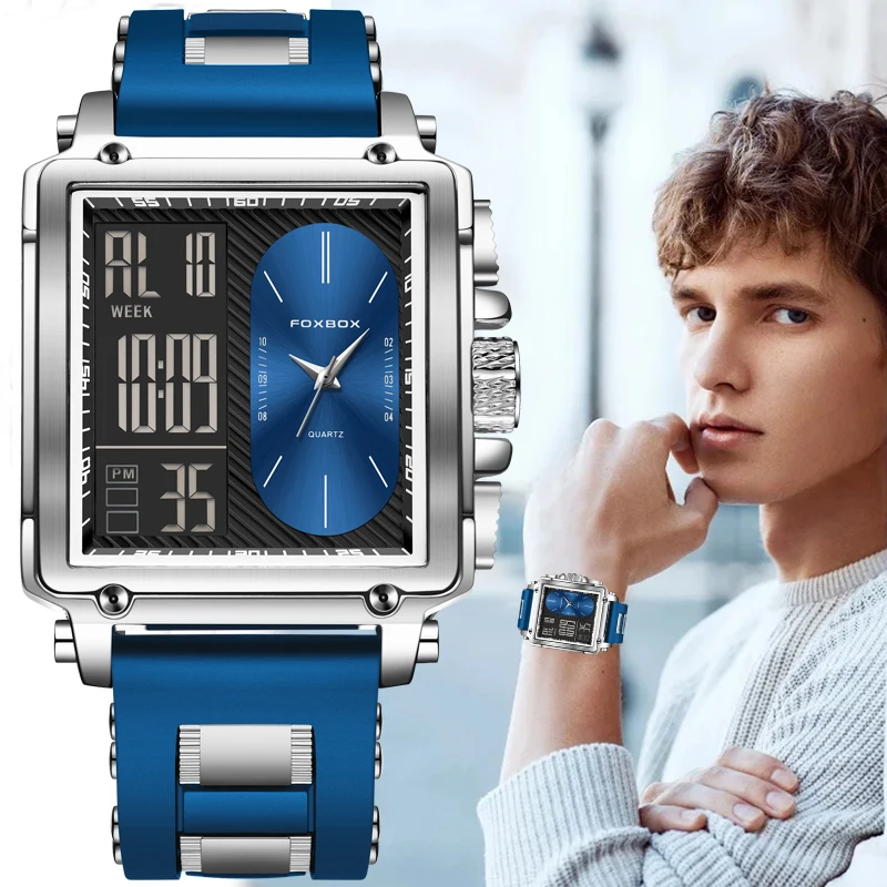 FOXBOX оригинальные кварцевые мужские наручные часы в стиле милитари спортивные