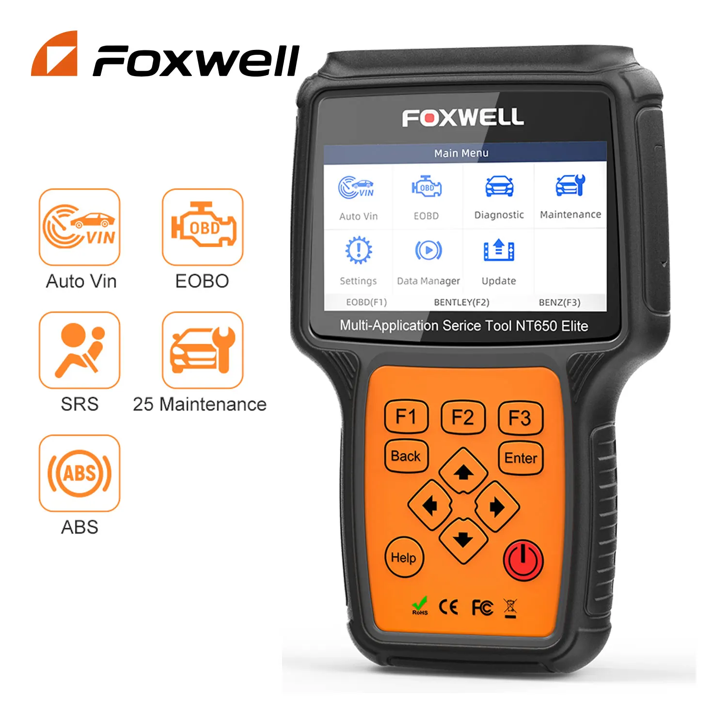 

FOXWELL NT650 Elite OBD2 Diagnostic Tool ABS Airbag SAS EPB Oil DPF 25 Reset Functions Code Reader ODB2 OBDII Automotive Scanner