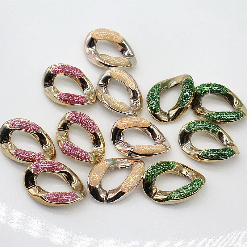 

Exaggerate Enamel Parts Beads 23*17mm Acrylic Twisted Assembled Chain Bead for Women Jewelry Accessorie Finding