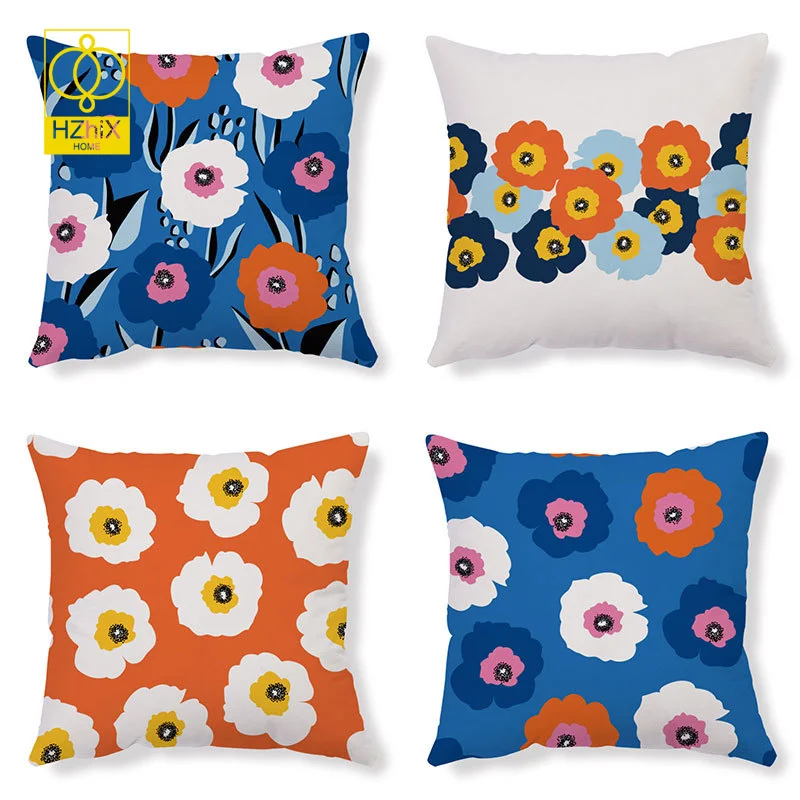 

Sun Flower Pillowcase Colorful Floral Pillows Case Art Decor Home 45x45Cm Peachskin Office Chairs Bed Sofa Throw Pillow Cover