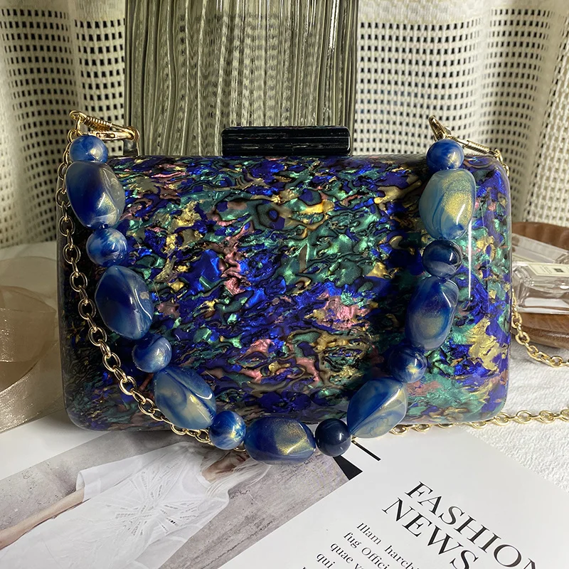 

Colorful Shell Acrylic Handbags Evening Clutches Wedding Party Wallets Chain Shoulder Bag Ladies Purse for Women Free Shipping