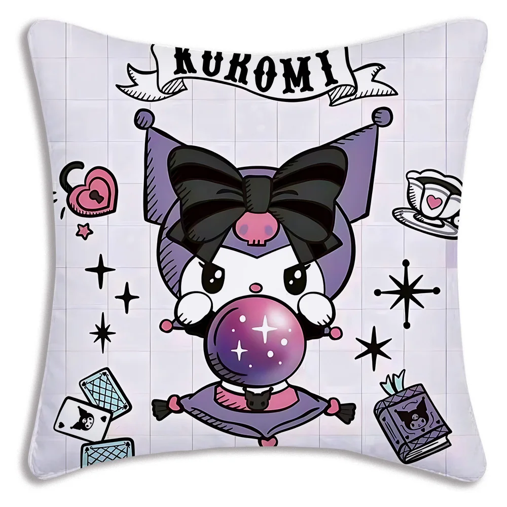 

Популярные наволочки с героями мультфильмов Kawaii Kuromis, мультяшный диван, декоративные домашние двусторонние печатные короткие плюшевые милые чехлы для подушек