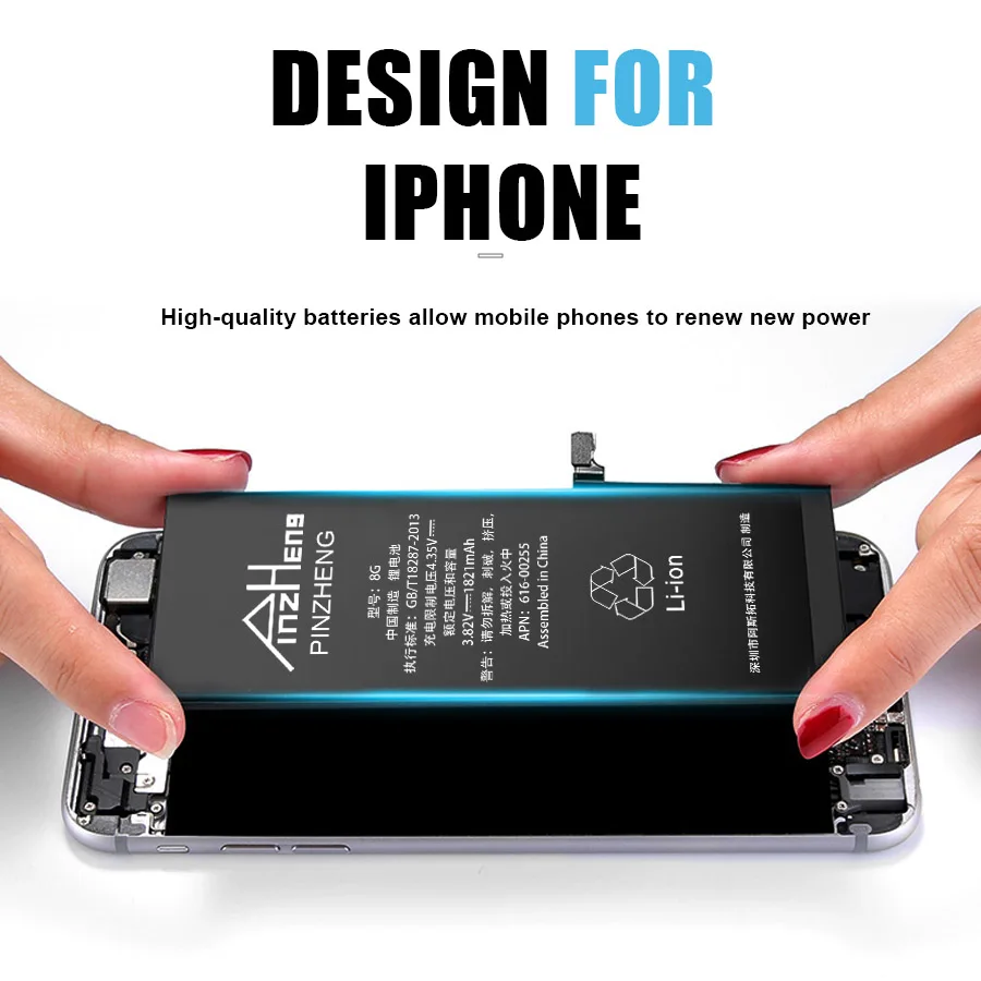 pinzheng high capacity phone battery for iphone 6s 6 7 8 plus x replacement bateria for iphone 5s se xr xs 11 12 pro max 12mini free global shipping
