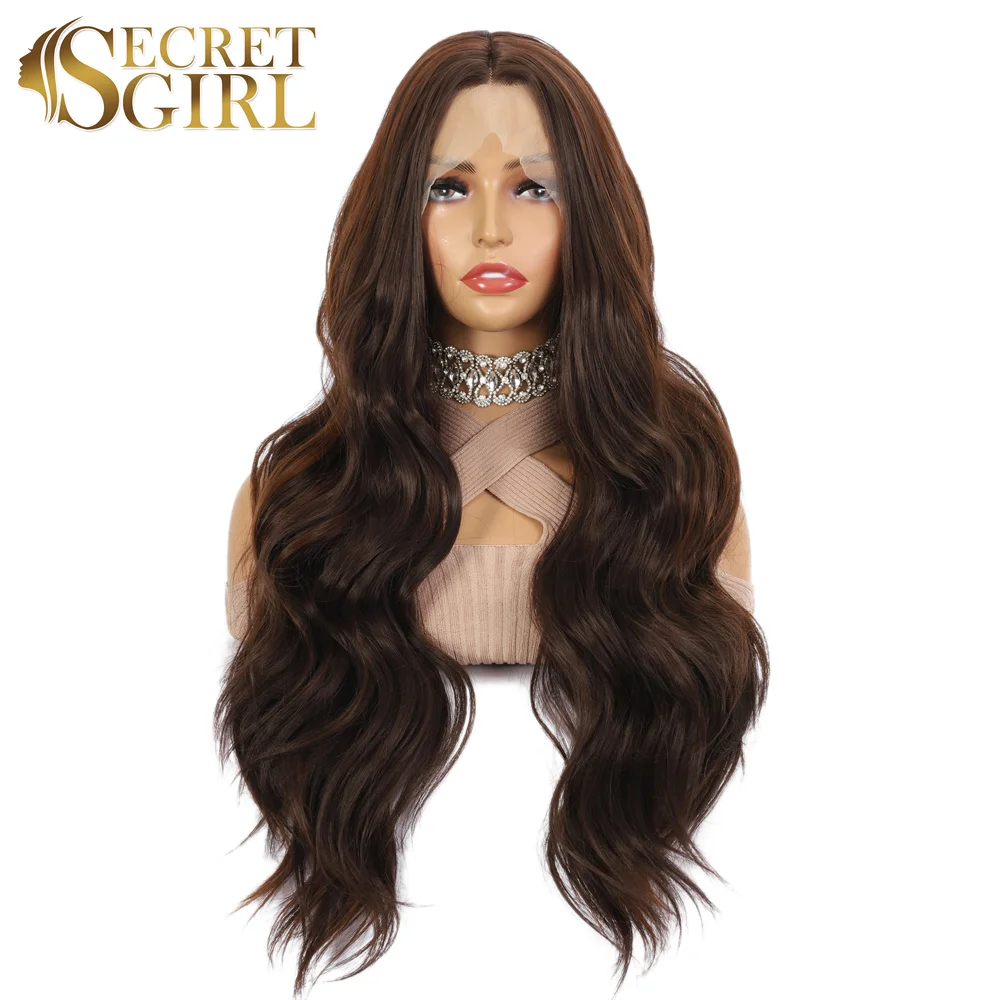 Secret Girl Long Straight Lace Wigs For Black Women Brown Mixed Black Synthetic Lace Wig Pre Plucked Heat Resistant Wigs Party