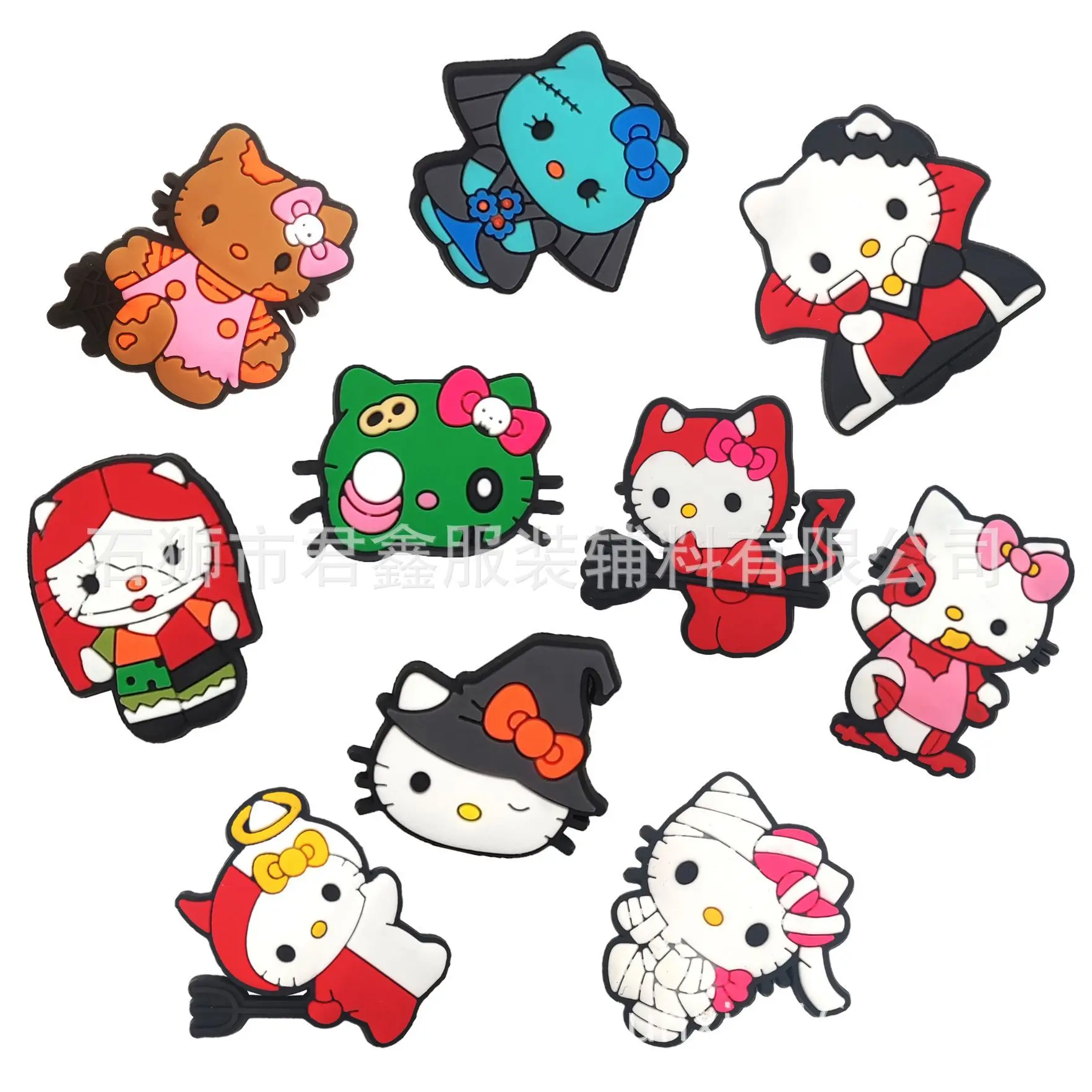 

Halloween Series Hello Kitty Cartoon DIY Shoe Buckle Croc Jibz Charm Accessories Wholesale Decorations Kid Christmas Party Gifts