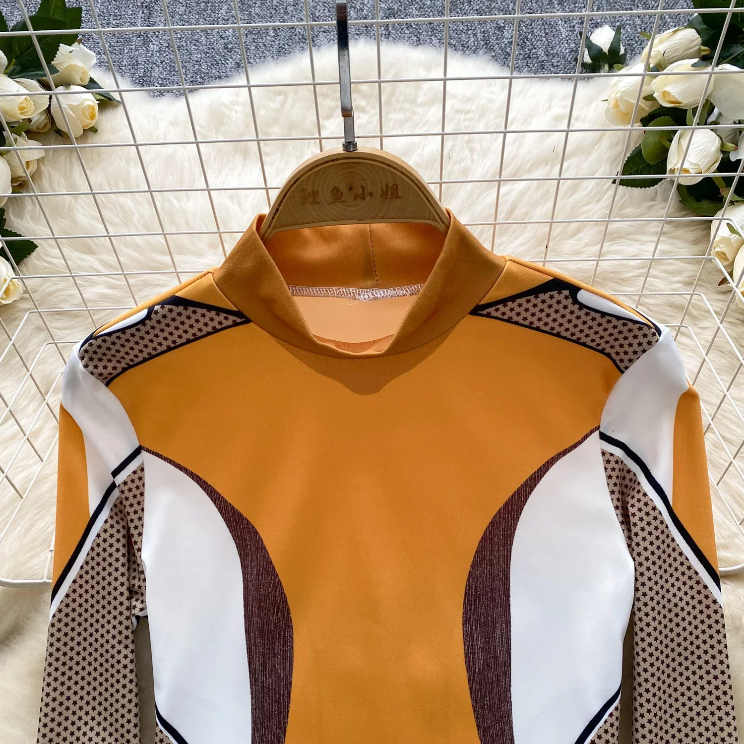 Базовая водолазка модный шикарный топ с длинным рукавом в стиле пэчворк и