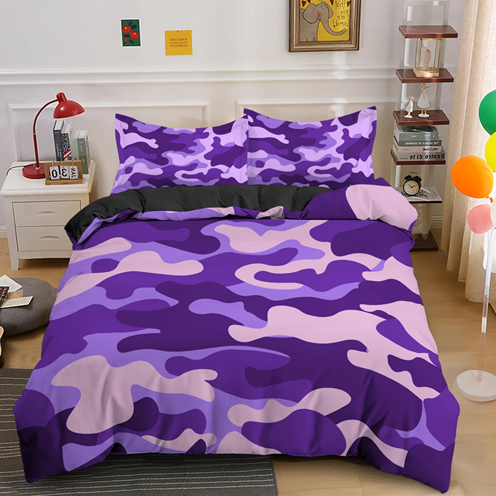 Theme Modern Design King Size for Boys Girl Polyester Bedding Set Camo Duvet Cover Set Vibrant Camouflage Lattice Like Service images - 6