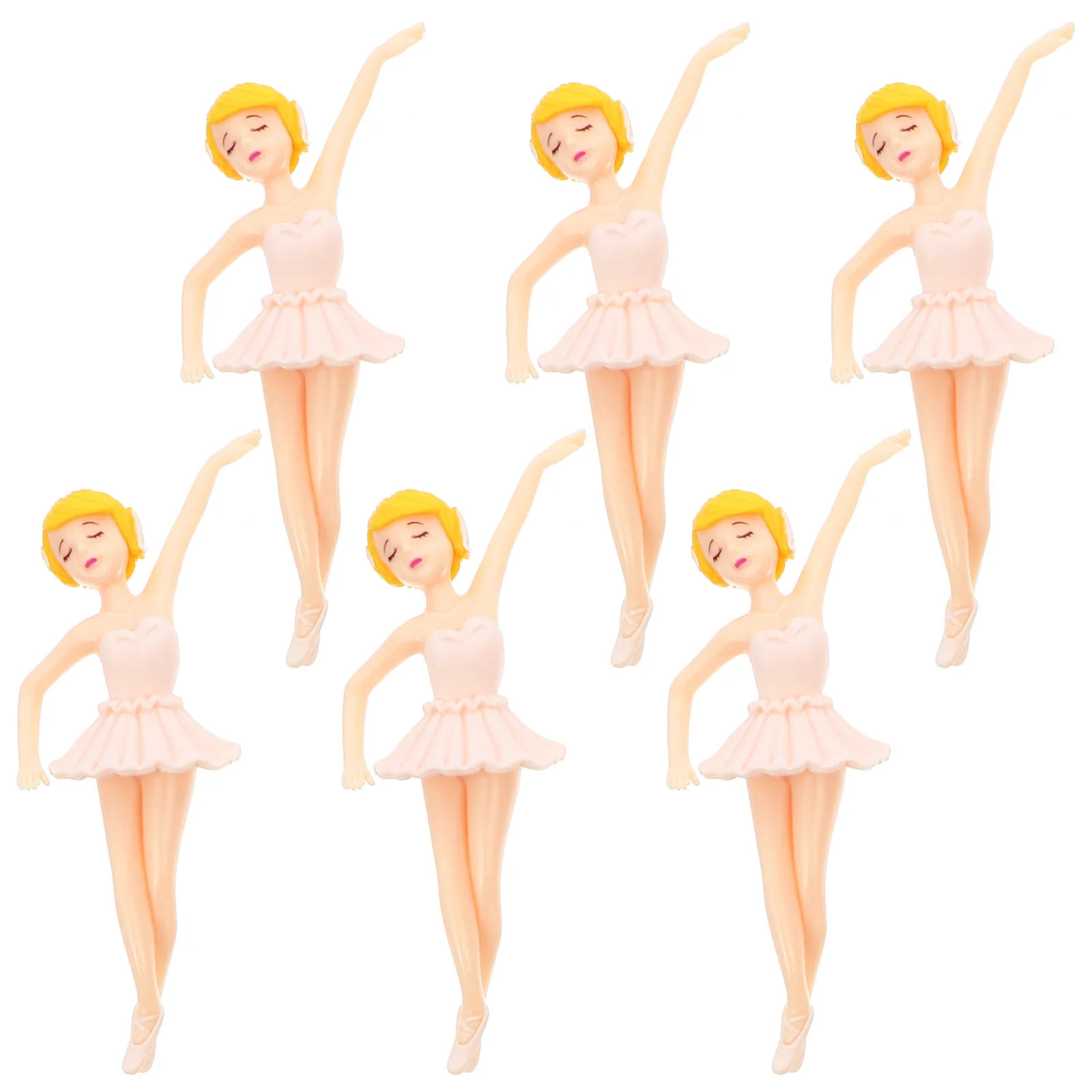 

6 Pcs Ballerina Girl Adorable Keychain Pedants DIY Cake Toppers Birthday Decorations Toy Ornament Plastic Micro Landscape