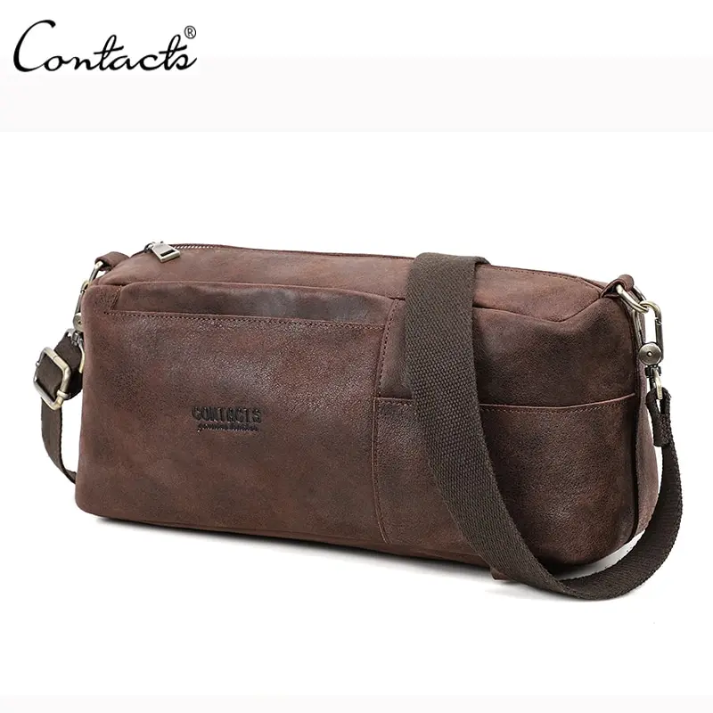 

Genuine Leather Men Casual Shoulder Crossbody Bags Male Retro Messenger Bag Travel Chest Pack Leather Bag For Man Handbag Bolsos