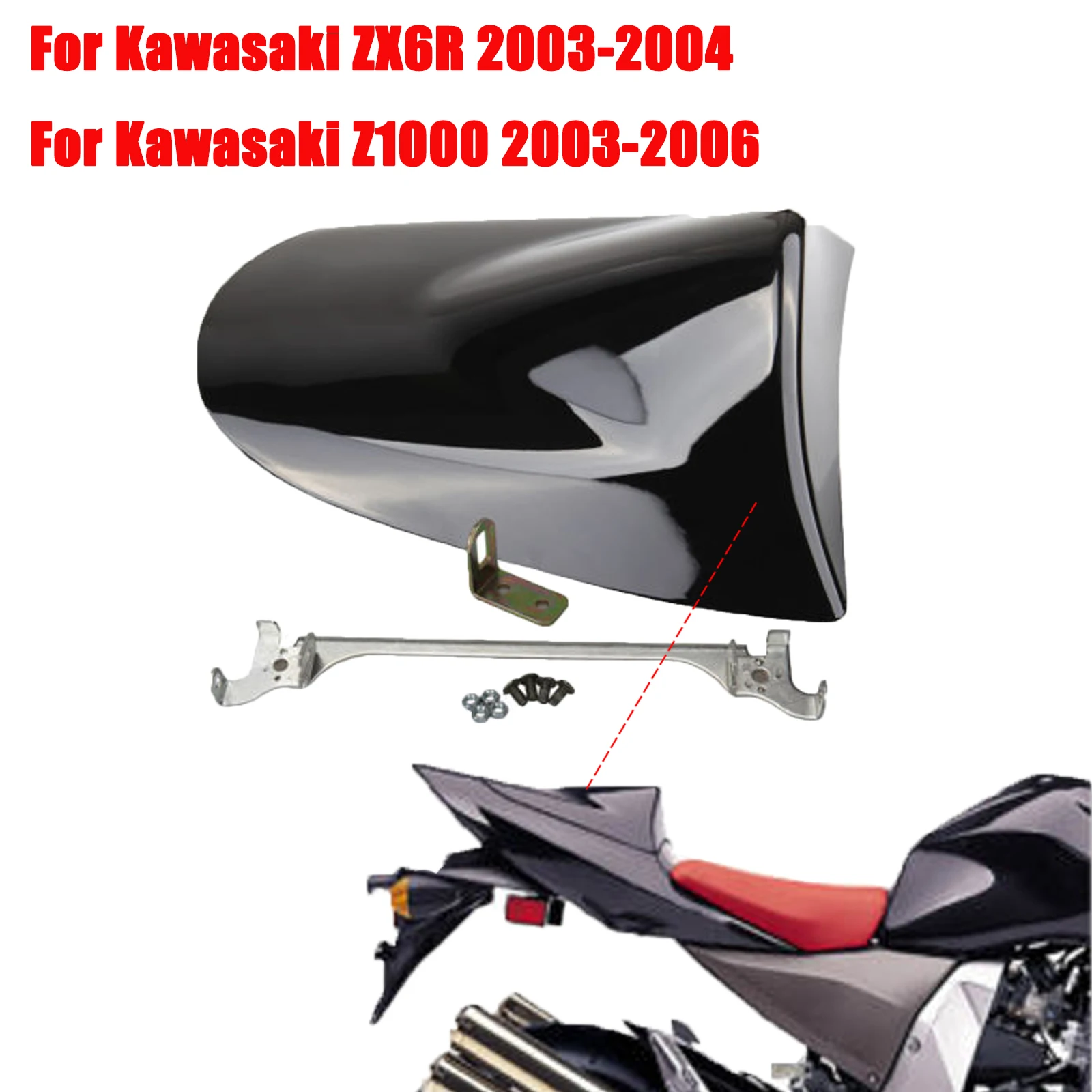 

Honhill Motorcycle Rear Seat Cowl Cover Tail Fairing For Kawasaki ZX6R Z1000 2003 2004 2005 2006 ZX 6R 636 ZX-6R ZX-636