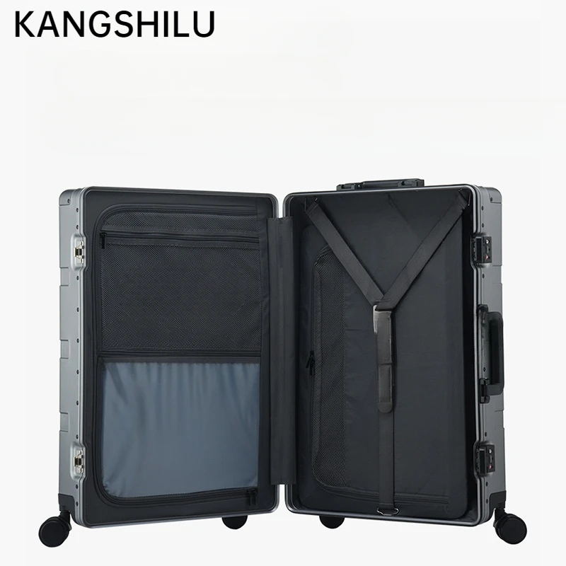 KANGSHILU 20''24''28'' New Women's Aluminum Mixi Luggages Frame Trolley Case Customs Lock Travel Suitcases Offers On Wheel Alloy
