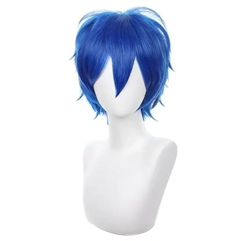 Парик для косплея аниме Kaito Короткие Голубые смешанные термостойкие