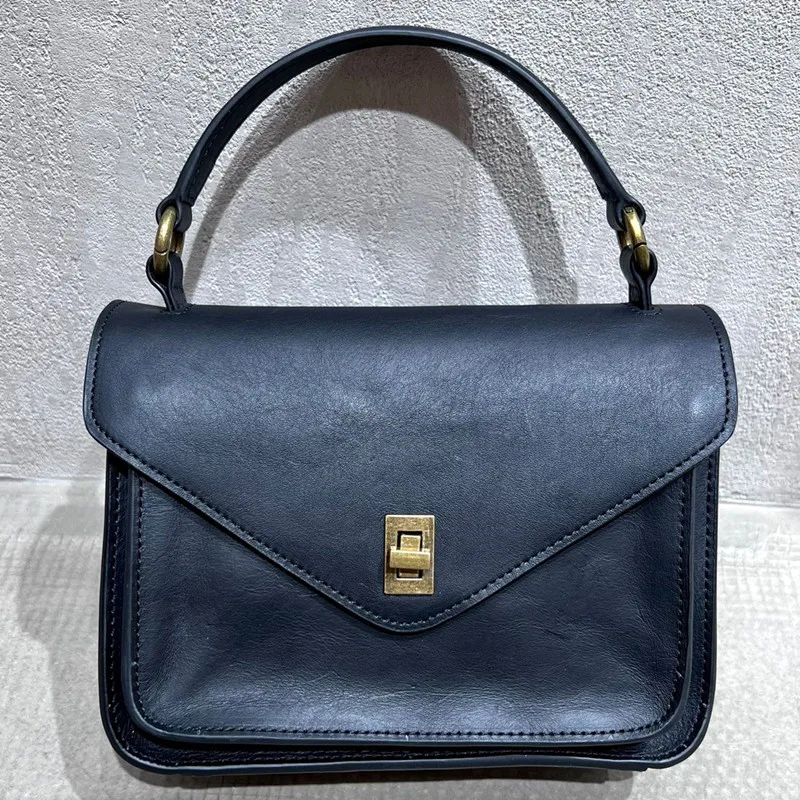 Natural Cowhide Messenger Bags For Women Crossbody Bag High Quality Real Leather Shoulder Bag Female Retro Luxury Work Handbags