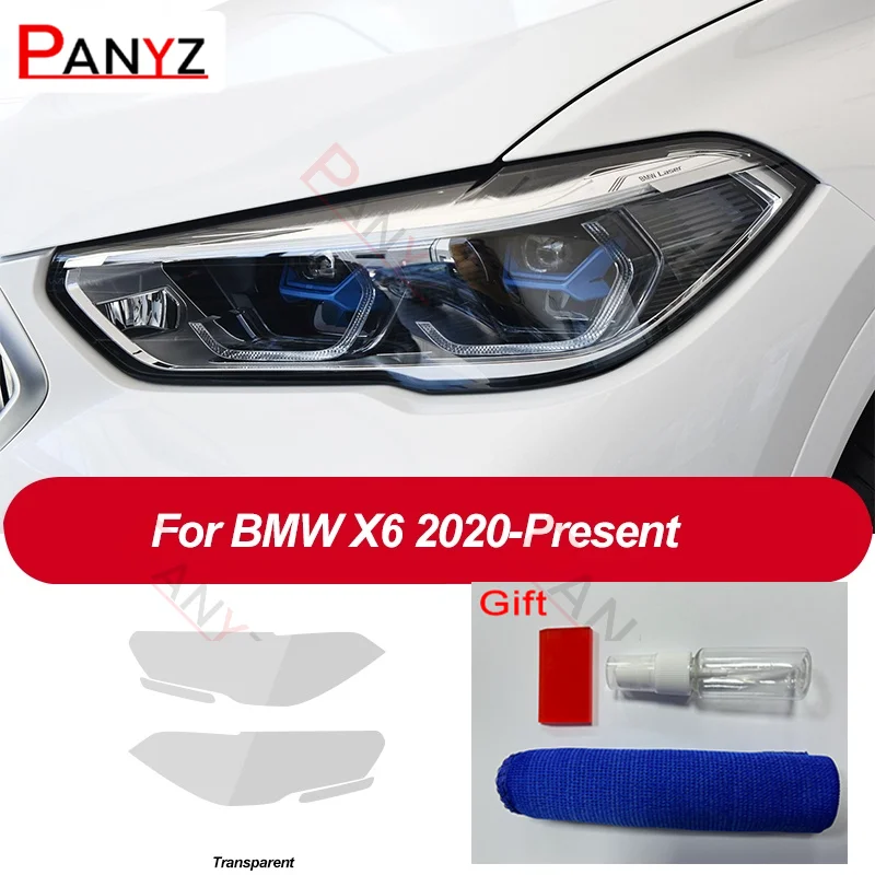 

2 шт. для BMW X6 G06 2020, защитная пленка для фар автомобиля, восстановление фар, прозрачная черная наклейка из ТПУ
