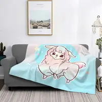 Cute Leuke Alpaca Blanket Fleece Spring Autumn Colorful Cartoon Breathable Warm Throw Blankets for Home Office Rug Piece