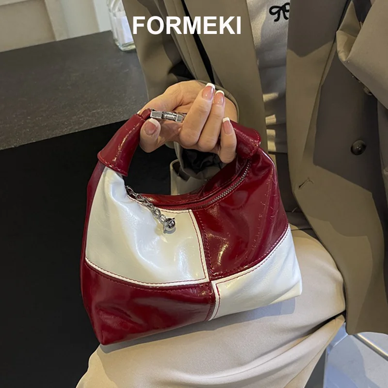 Formeki 5 Colors Women Handbag Ins Fashion Mixed Color Luxury Design Hobos Concise Ladies Female Bag