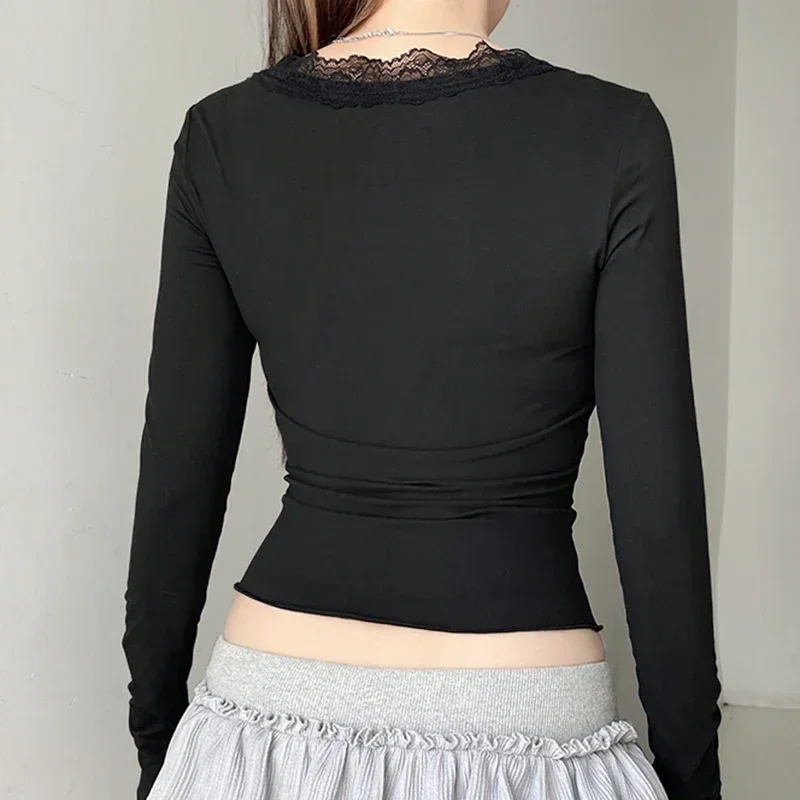 Милый топ с v-образным вырезом и аппликацией черные укороченные топы со складками