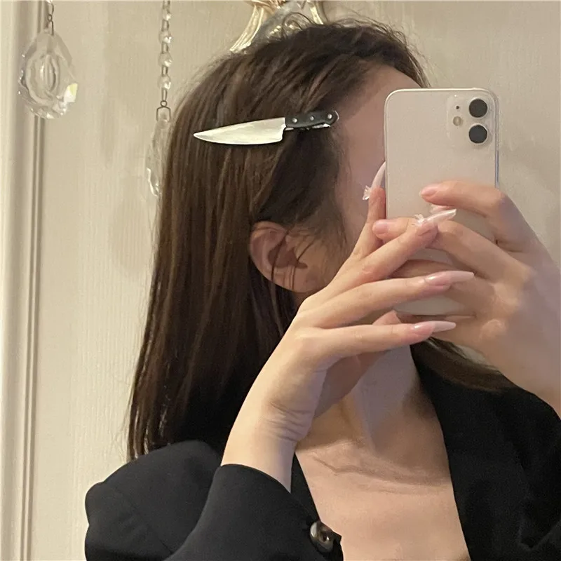 

Korean Creative Tableware Knife Hair Clips Girls Cosplay Party Fashion Hair Claw Punk Rock Hair Accessories For Women Hair Pins