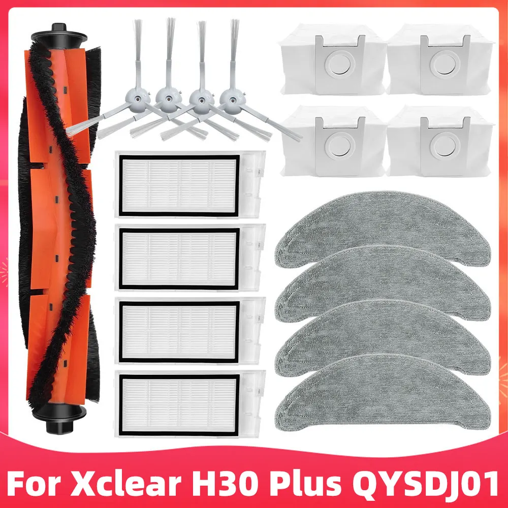 

Replacement For 엑스클리어 H30 Plus / Xclear H30 Plus QYSDJ01 Robot Vacuum Spare Parts Main Side Brush Hepa Filter Mop Rag Dust Bag