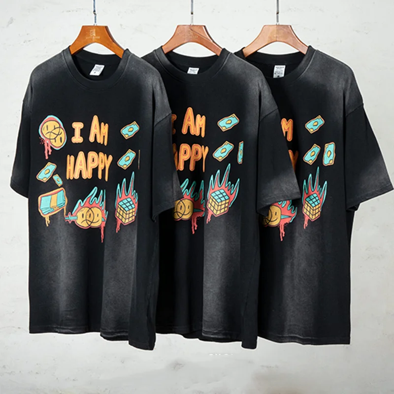 

Футболка мужская оверсайз в стиле Харадзюку, хлопковая тенниска с рисунком граффити в стиле ретро, уличная одежда в стиле хип-хоп, винтажная...