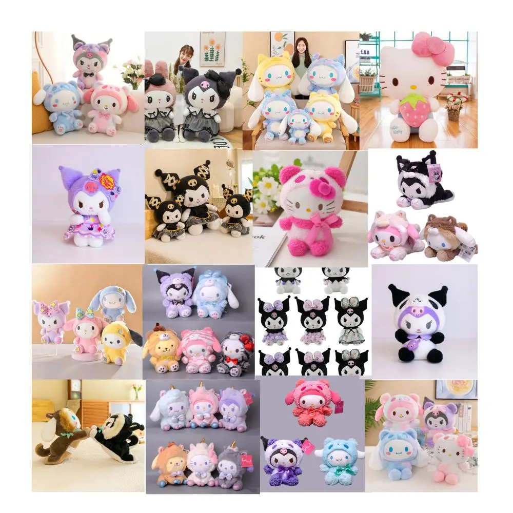

Новые милые плюшевые игрушки Sanrio, Мультяшные аксессуары Kuromi Plushie Sanrio, домашний декор, мягкие полипропиленовые хлопковые куклы, подарки для девочек