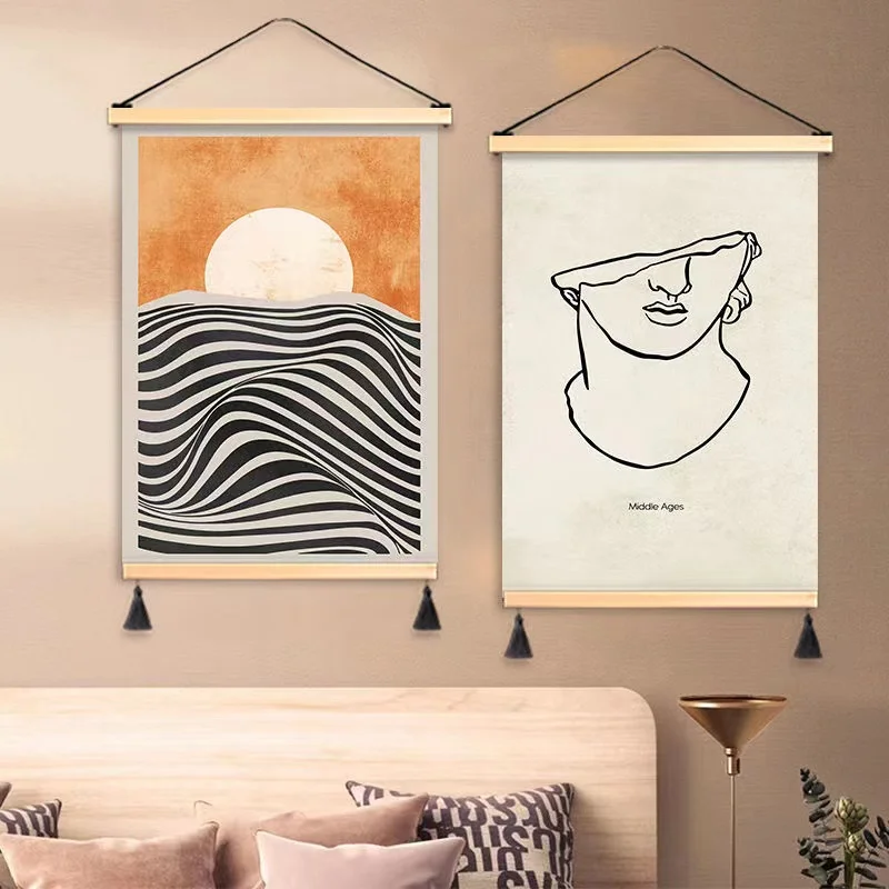 

Home Decor Nordic Style Cotton Tassel Handmade Woven Wall Hanging Tapestry Decorative Paintings for Bedroom Background Wall