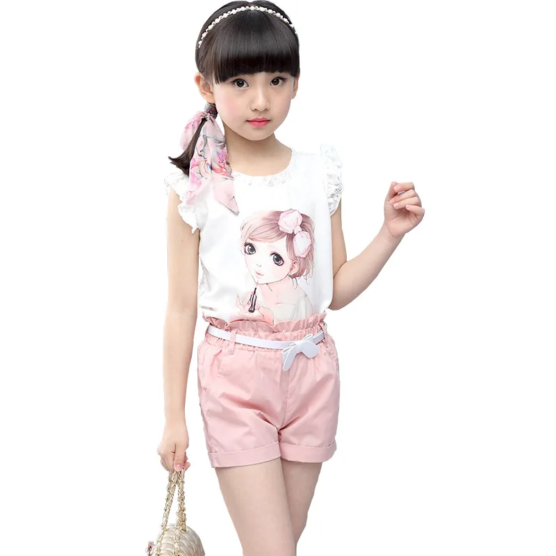 

Children's Clothing Summer Girls Short Sleeve +Shorts Suits Cartoon Kids Clothes Suits 2Pcs Baby Girls Outfits 3-10 Years