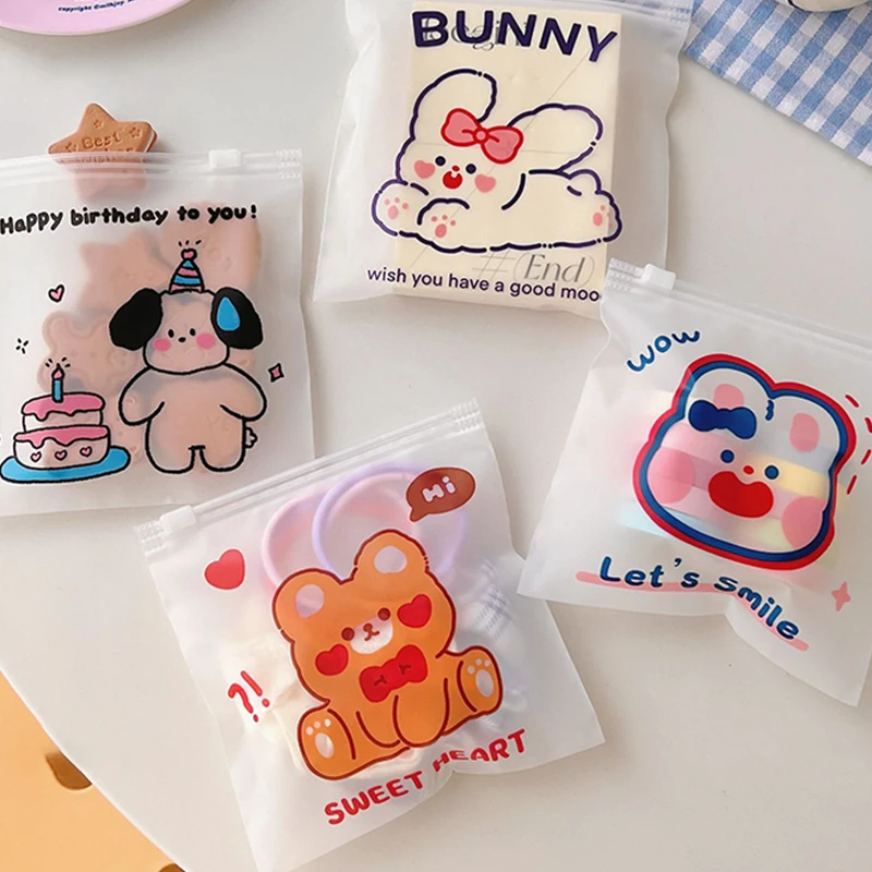 

10Pcs Cute Cartoon Sealed Bag Snack Self-sealing Bag Food Sub-packaging Bag Cookie Candy Storage Bag Packaging Bag