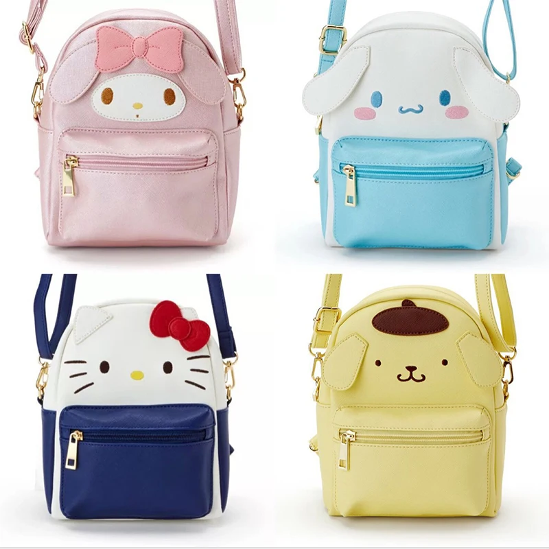

Kawaii Sanrioed Plush Kittys Pom Pom Purin Kuromi My Melody Cinnamoroll Backpack Cartoon Diagonal Bag Kids Girl Gift